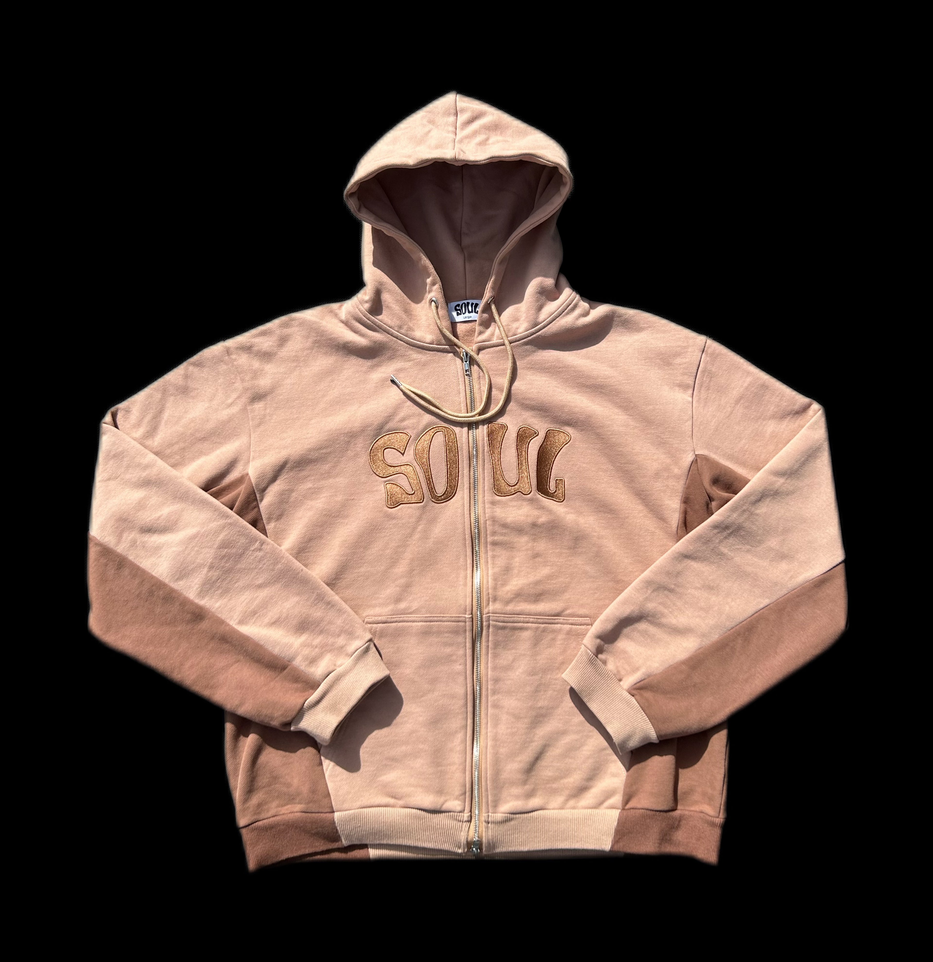 Beige/Brown Full Zip Hoodie