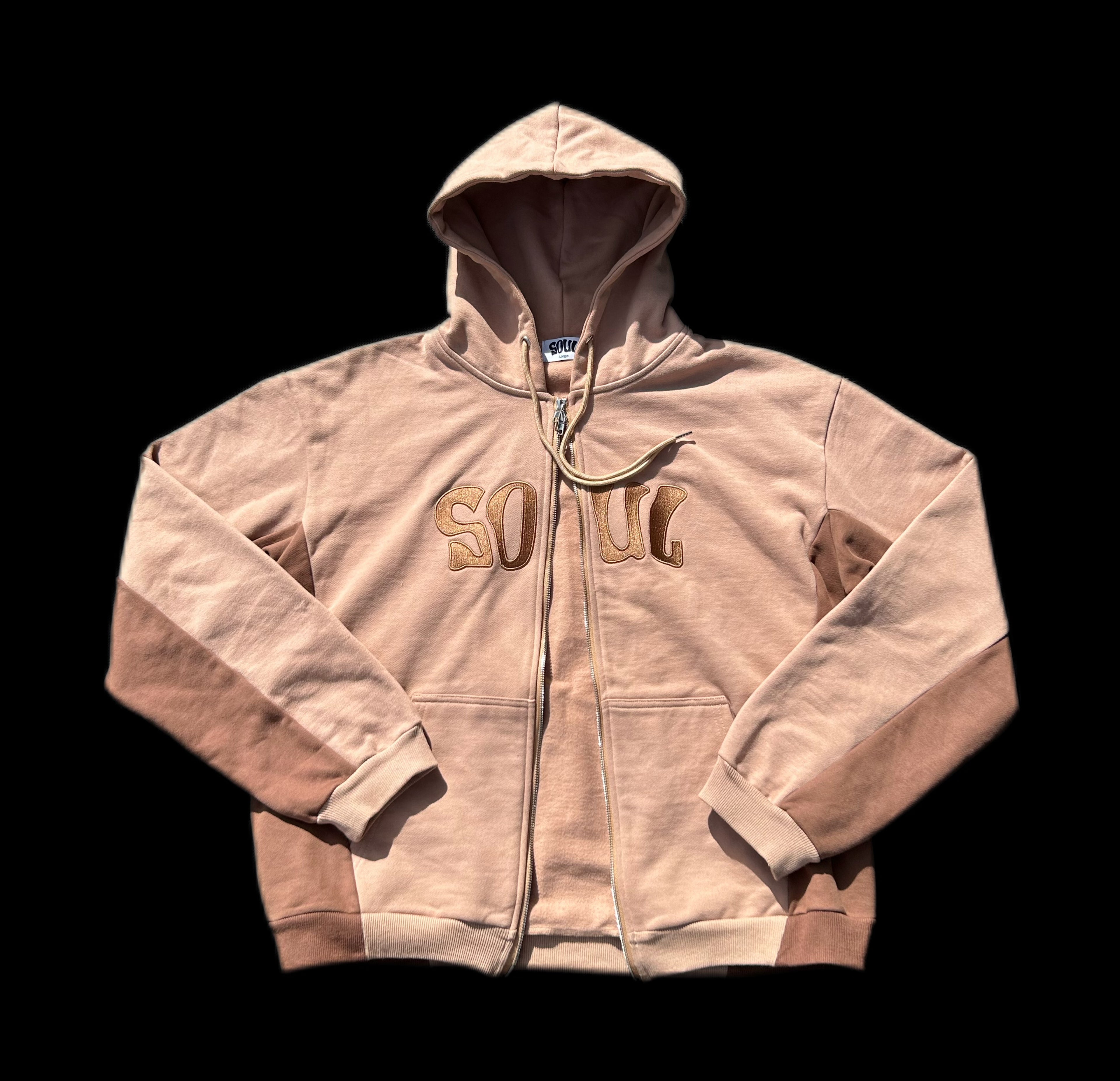 Beige/Brown Full Zip Hoodie